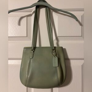 COACH Shoulder Bag Framed Pouch 9996 Light Green USA Leather Vintage Old Coach